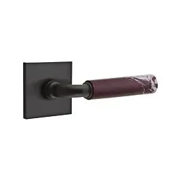 Emtek Select Passage Rosso Levanto Handle with R-Bar Stem Square Rosette in Flat Black, Right Handle