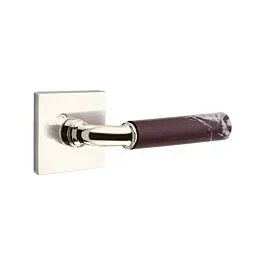 Emtek Select Passage Rosso Levanto Handle with R-Bar Stem Square Rosette in Polished Nickel, Left Handle