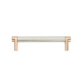 Emtek Select Polished Nickel Knurled Bar 5 Inch Center to Center with Rectangular Stem in Satin Copper Overall Length 5-3/4” Inch Cabinet Pull/Handle