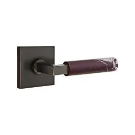 Emtek Select Privacy Rosso Levanto Handle with L-Square Stem, Square Rosette in Oil Rubbed Bronze, Right Handle