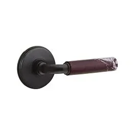 Emtek Select Privacy Rosso Levanto Handle with R-Bar Stem Watford Rosette in Flat Black, Left Handle