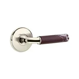Emtek Select Privacy Rosso Levanto Handle with R-Bar Stem Watford Rosette in Polished Nickel, Right Handle