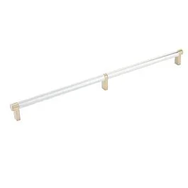 Emtek Select Satin Brass Rectangular Stem 20″ (508mm) Center to Center with Smooth Bar in Polished Chrome, Overall Length 20-3/4″ (527mm) Cabinet Pull / Handle