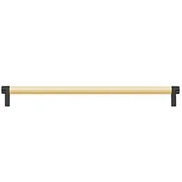 Emtek Select Satin Brass Smooth Bar 12″ (305mm) Center to Center with Rectangular Stem in Flat Black Overall Length 12-3/4″ Inch Cabinet Pull/Handle