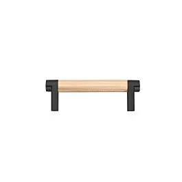 Emtek Select Satin Copper Knurled Bar 3-1/2 Inch Center to Center with Rectangular Stem in Flat Black Overall Length 4-1/4″ Inch Cabinet Pull/Handle