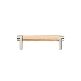 Emtek Select Satin Copper Knurled Bar 4 Inch Center to Center with Rectangular Stem in Polished Nickel Overall Length 4-3/4” Inch Cabinet Pull/Handle