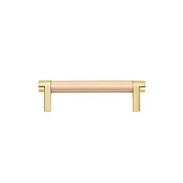 Emtek Select Satin Copper Smooth Bar 4″ (102mm) Center to Center with Rectangular Stem in Satin Brass Overall Length 4-3/4” Inch Cabinet Pull/Handle