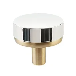 Emtek Select Smooth Conical Knob in Polished Chrome, Satin Brass Stem, 1-1/4″ (32mm) Diameter Cabinet Hardware Knob