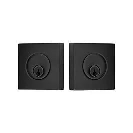 Emtek Square Style Brass Deadbolt Double Cylinder, Flat Black