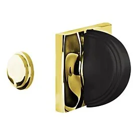 Emtek Thumbturn Privacy Bolt, Single Square Rosette French Antique, with Arched Step Thumbturn Flat Black