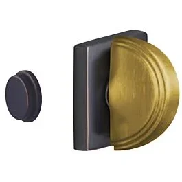 Emtek Thumbturn Privacy Bolt, Single Square Rosette Oil Rubbed Bronze with Arched Step Thumbturn French Antique