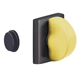 Emtek Thumbturn Privacy Bolt, Single Square Rosette Oil Rubbed Bronze with Arched Thumbturn Polished Brass Lifetime