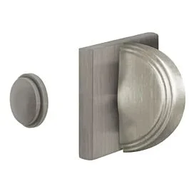 Emtek Thumbturn Privacy Bolt, Single Square Rosette Pewter, with Arched Step Thumbturn Satin Nickel