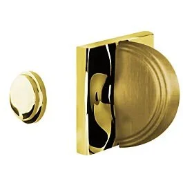 Emtek Thumbturn Privacy Bolt, Single Square Rosette Polished Brass Lifetime, with Arched Step Thumbturn French Antique