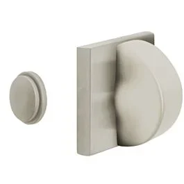 Emtek Thumbturn Privacy Bolt, Single Square Rosette Satin Nickel, with Arched Thumbturn Polished Nickel