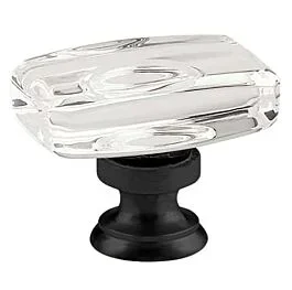 Emtek Windsor Crystal Flat Black Cabinet Hardware Knob 1-5/8″ Overall Length
