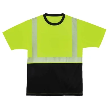 Ergodyne GloWear 8280BK Hi-Vis Performance T-Shirt – Type R, Class 2, Black Bottom – Lime
