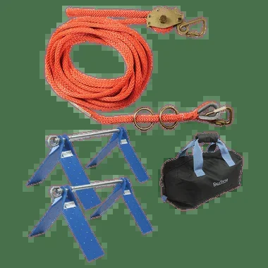 FallTech 50′ Temporary Rope HLL System; 2-person Hollow-core Polyester Rope and Dual Truss Anchors – 7432502
