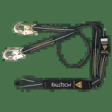 FallTech 6′ Arc Flash Energy Absorbing Lanyard Double-leg with Choke-loop with Steel Snap Hooks – 8242YL