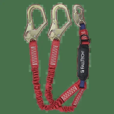 FallTech 6′ Ironman 12′ free fall Elasticated Energy Absorbing Lanyard Double-leg with SRL D-ring – 8247ELY3D