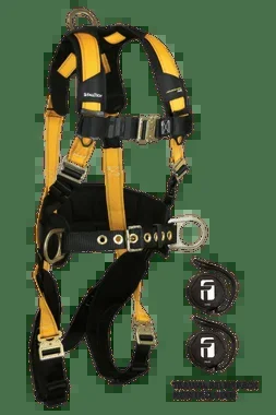 FallTech Journeyman Flex Steel 3D Construction Belted Harness – Small – 7035QCS