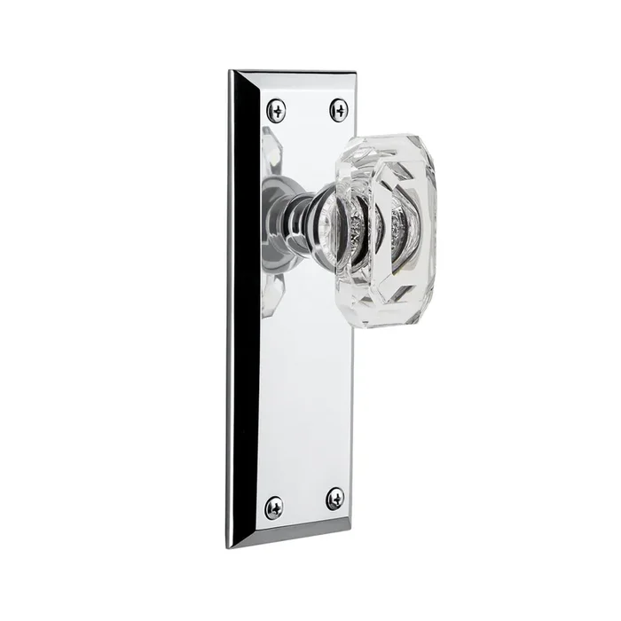 Fifth Avenue Long Plate with Baguette Clear Crystal Knob – Bright Chrome