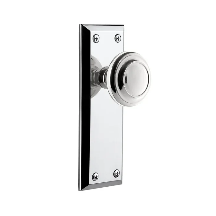 Fifth Avenue Long Plate with Circulaire Knob – Bright Chrome