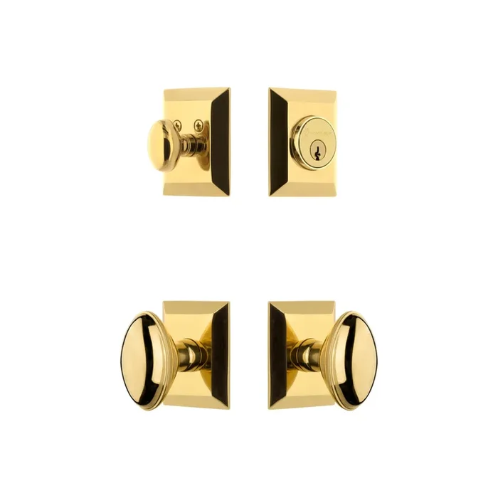 Fifth Avenue Square Rosette Entry Set with Eden Prairie Knob – Lifetime Brass