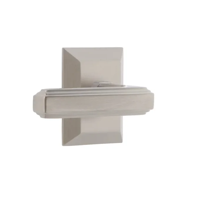 Fifth Avenue Square Rosette with Carr Lever in Satin Nickel – Privacy Door Hardware