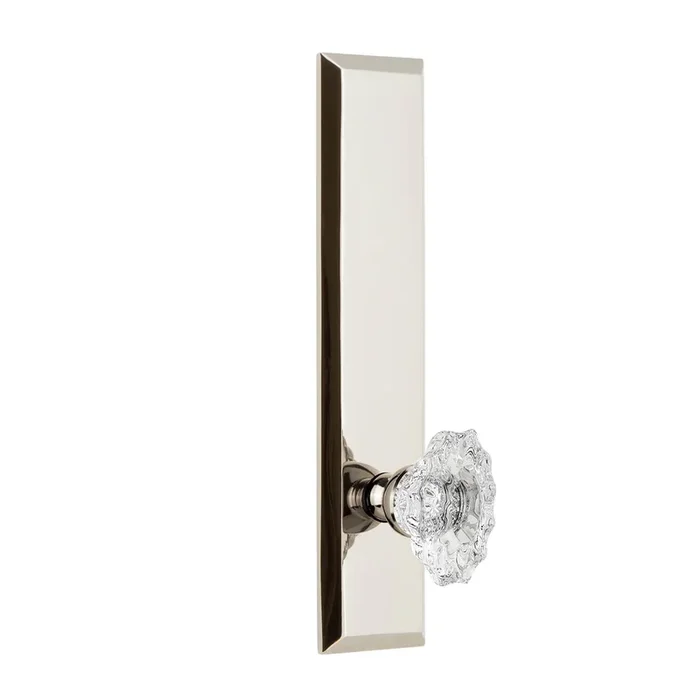 Fifth Avenue Tall Plate with Biarritz Crystal Knob – Polished Nickel