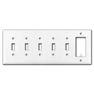 Five Toggles & One Decora Rocker Switch Plate Covers – White