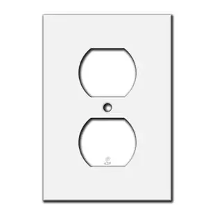 Flat Short 4″ Duplex Receptacle Cover Plate – White