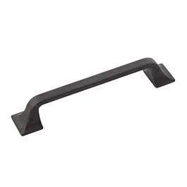 Forge Style 5-1/32 Inch (128mm) Center to Center, Overall Length 6-5/16 inch Black Iron Kitchen Cabinet Pull/Handle