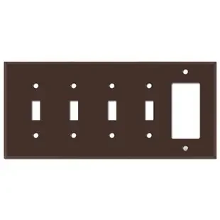 Four Toggle One Rocker Wall Plates – Brown
