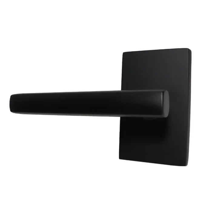 Freestone Lever Left Hand Passage – Modern Rectangular Rose – Flat Black Finish