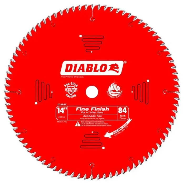 Freud DIABLO D1484X 14″ 84T Fine Finish Circular Saw Blade, 1″ Arbor