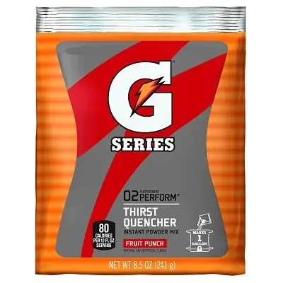 G Series 02 Perform Thirst Quencher Instant Powder, 8.5 oz, Pouch, 1 gal Yield, Fruit Punch