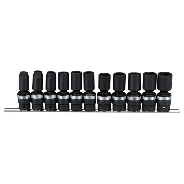 Genius Tools 11 Piece 1/2″ Dr. Metric Semi-Deep Swivel Impact Socket Set – TG-411MA
