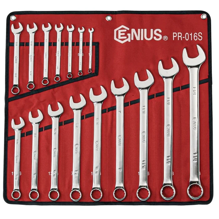 Genius Tools 16 Piece SAE Combination Wrench (Mirror Finish) – PR-016S