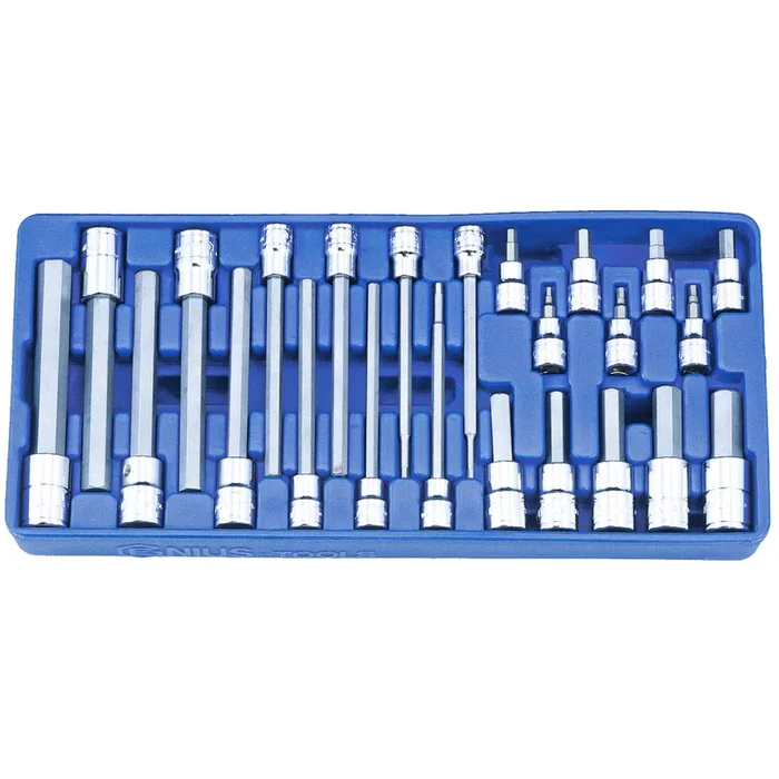 Genius Tools 24 Piece 3/8″ & 1/2″ Dr. SAE Hex Bit Socket Set – BS-3424H