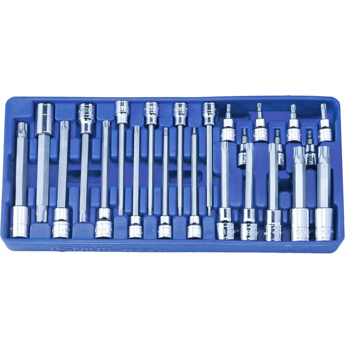 Genius Tools 24 Piece 3/8″ & 1/2″ Dr. Star Bit Socket Set – BS-3424T