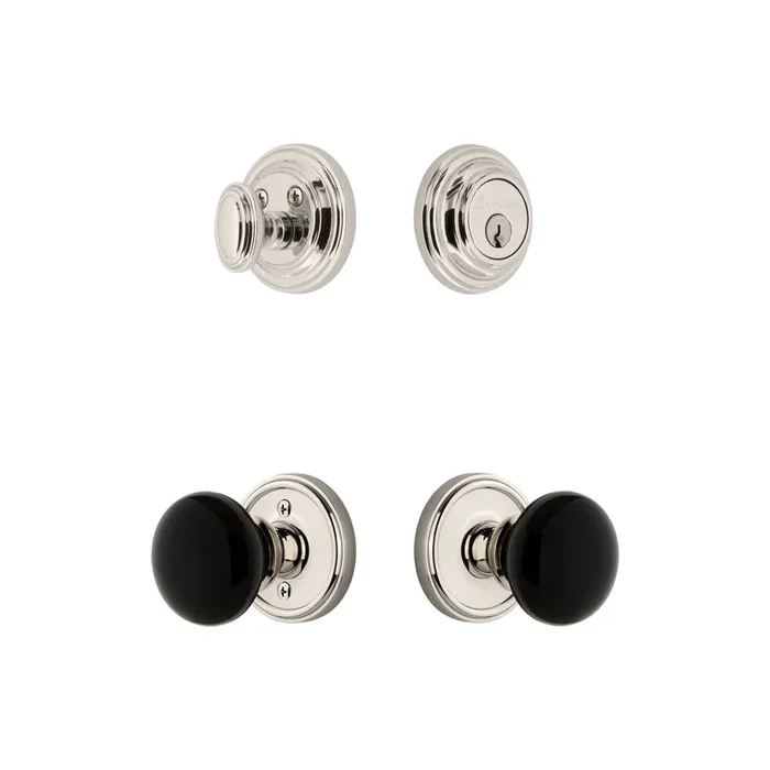 Georgetown Rosette Entry Set with Coventry Knob in Polished Nickel