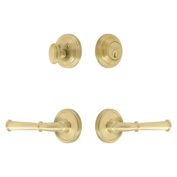 Georgetown Rosette Entry Set with Georgetown Lever in Satin Brass – Grandeur