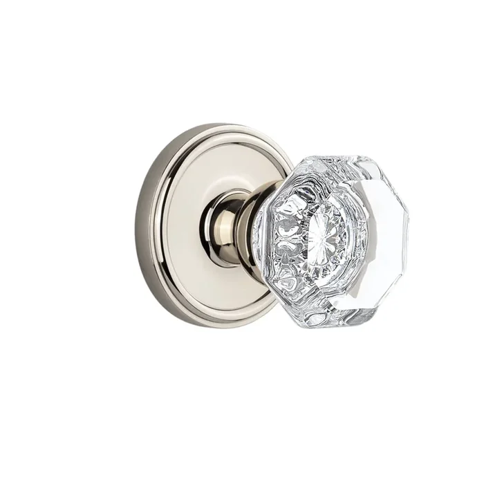 Georgetown Rosette with Chambord Crystal Knob – Polished Nickel Double Dummy