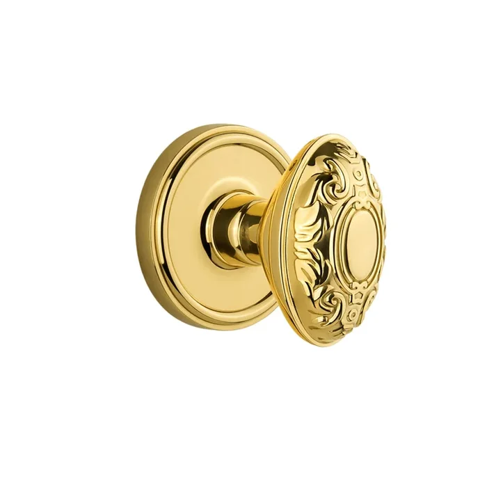 Georgetown Rosette with Grande Victorian Knob – Polished Brass Passage Set