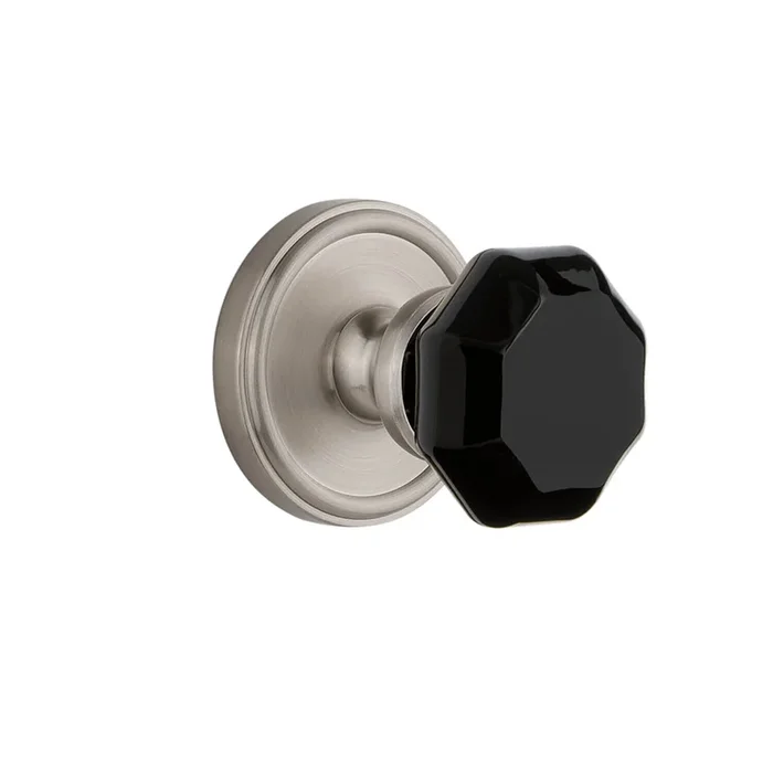 Georgetown Rosette with Lyon Knob – Satin Nickel Passage Door Hardware