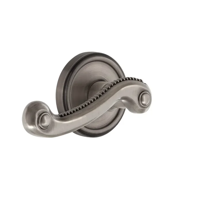 Georgetown Rosette with Newport Lever in Antique Pewter – Single Dummy Right Handed Door Hardware