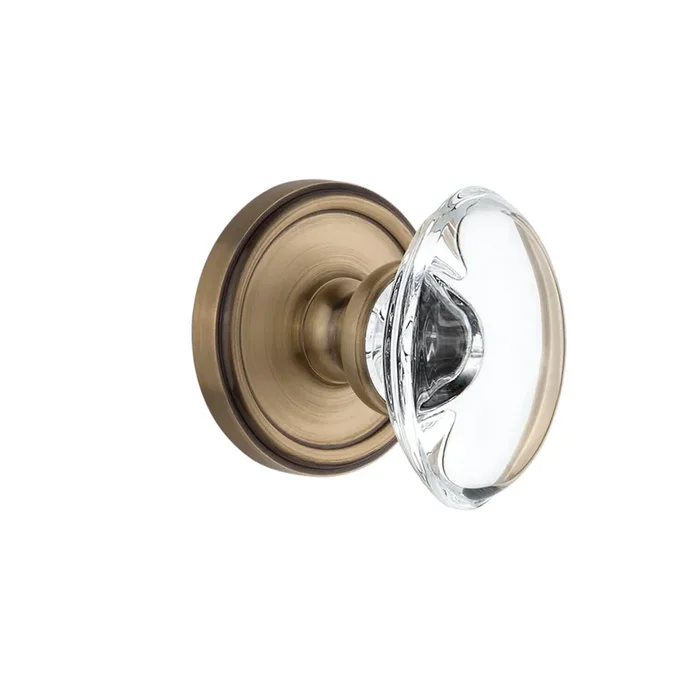 Georgetown Rosette with Provence Crystal Knob in Vintage Brass