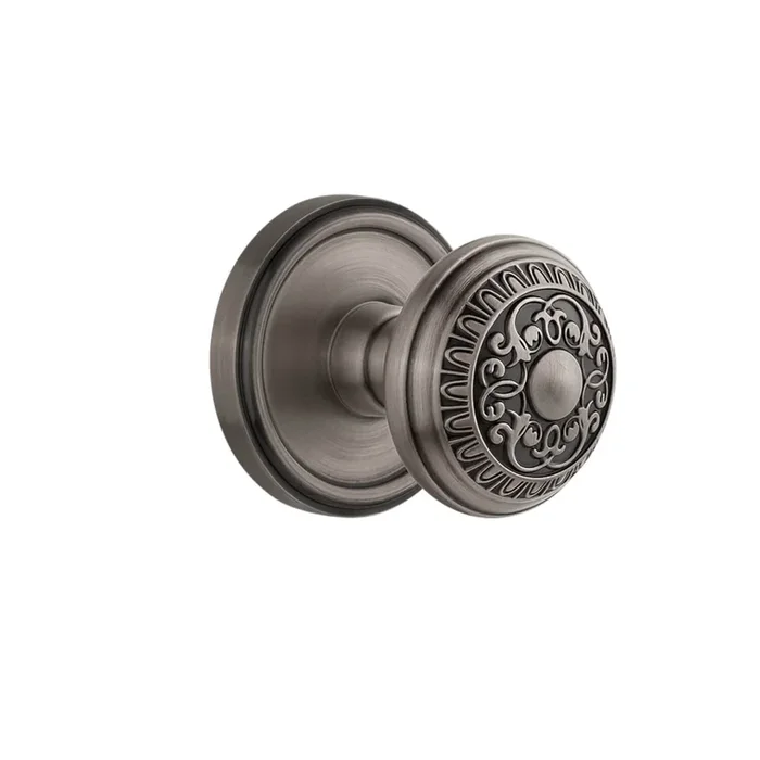 Georgetown Rosette with Windsor Knob – Antique Pewter Double Dummy Door Hardware
