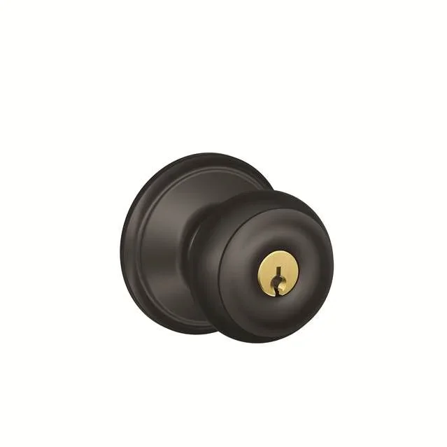 Georgian Knob Keyed Entry Lock C Keyway – Matte Black Finish by Schlage